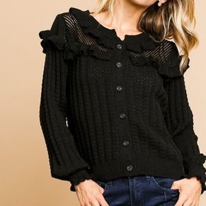 Black Crochet Cardigan